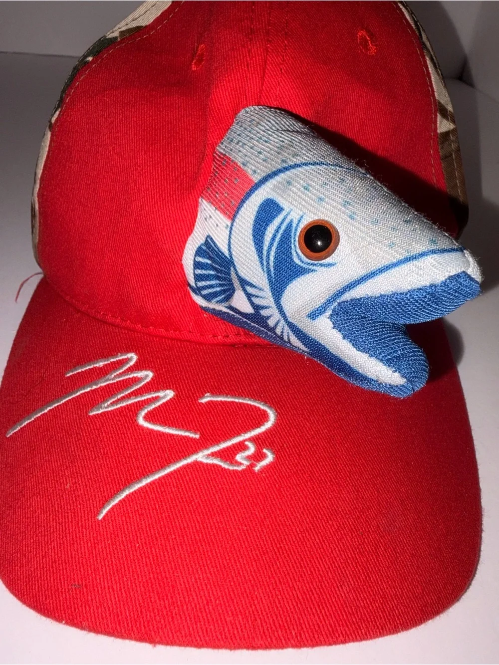 Red Cap Fish Plush Clip - Blue & White Fish Accent